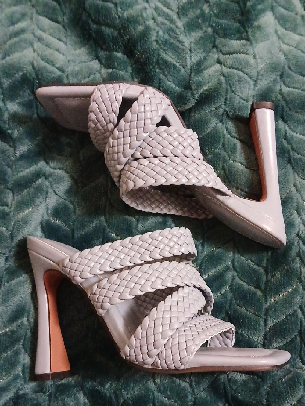 ASOS Braided Strappy High Heel Mule in Light Blue Gray